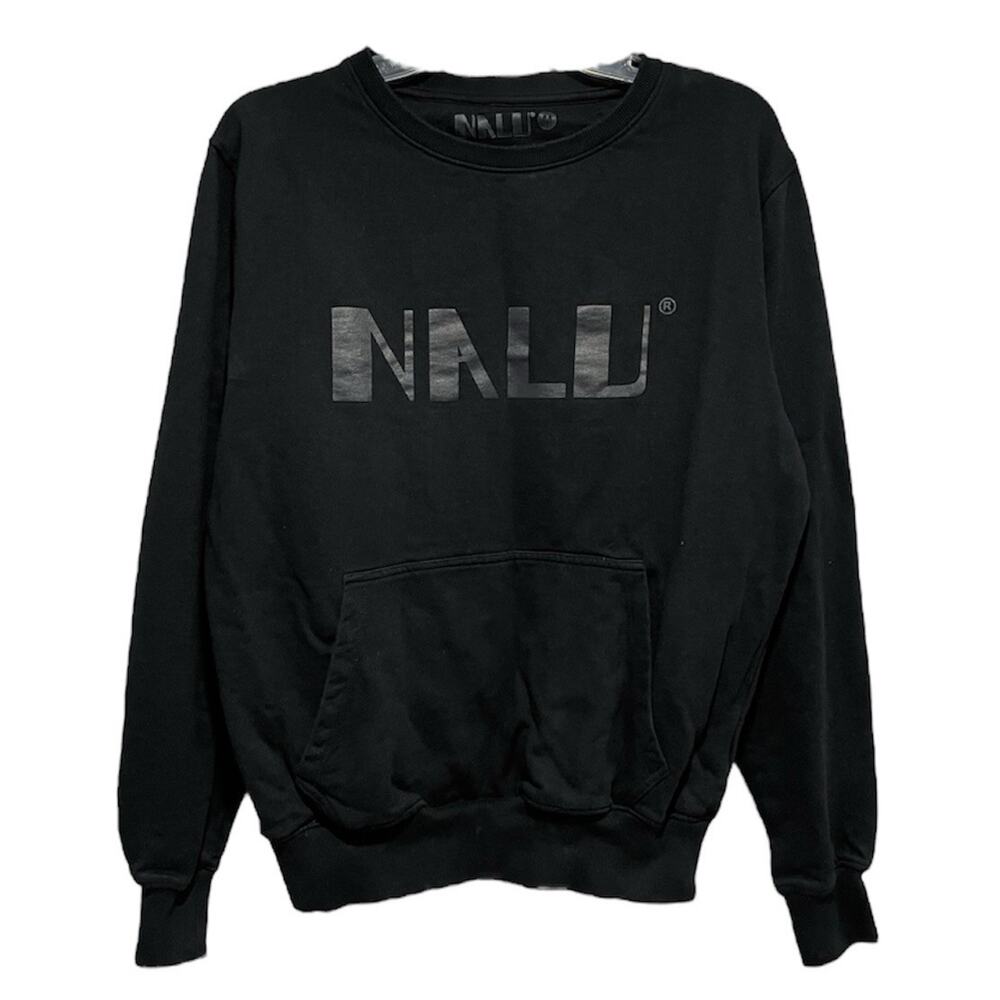 Nalu Mens Streetwear Organic Cotton Sweatshirt Kangaroo Pouch Black Medium